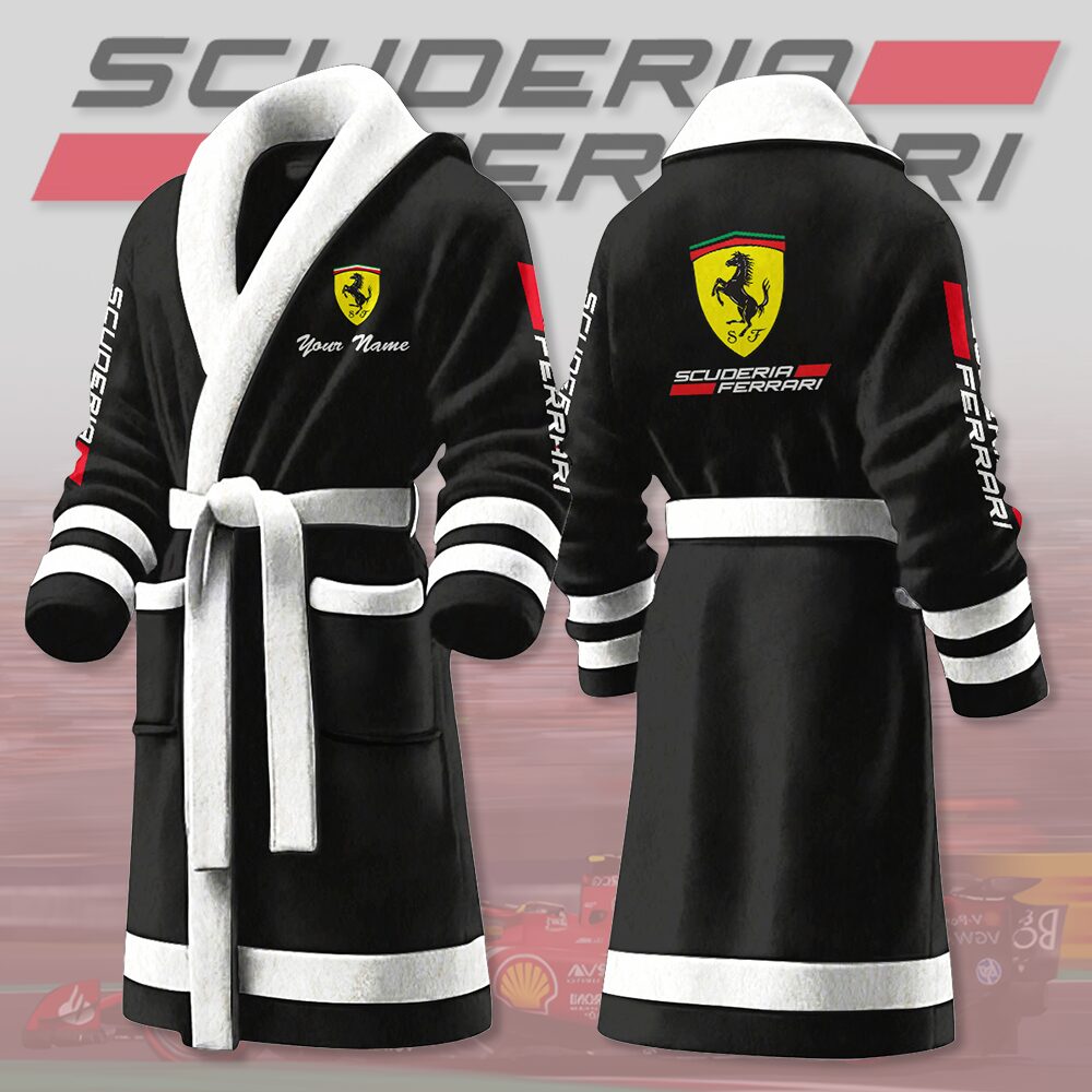 Ferrari Car Personalized Fleece Bathrobe