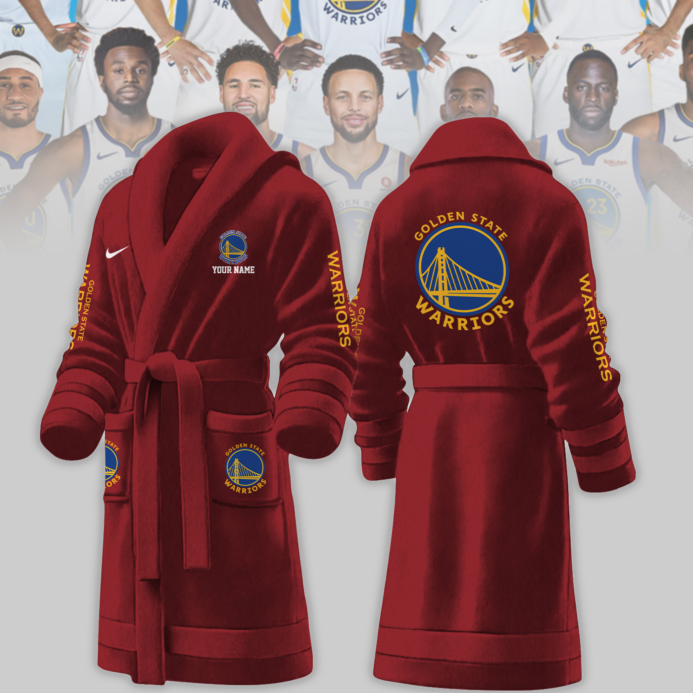 Golden State Warriors NBA Personalized Fleece Bathrobe