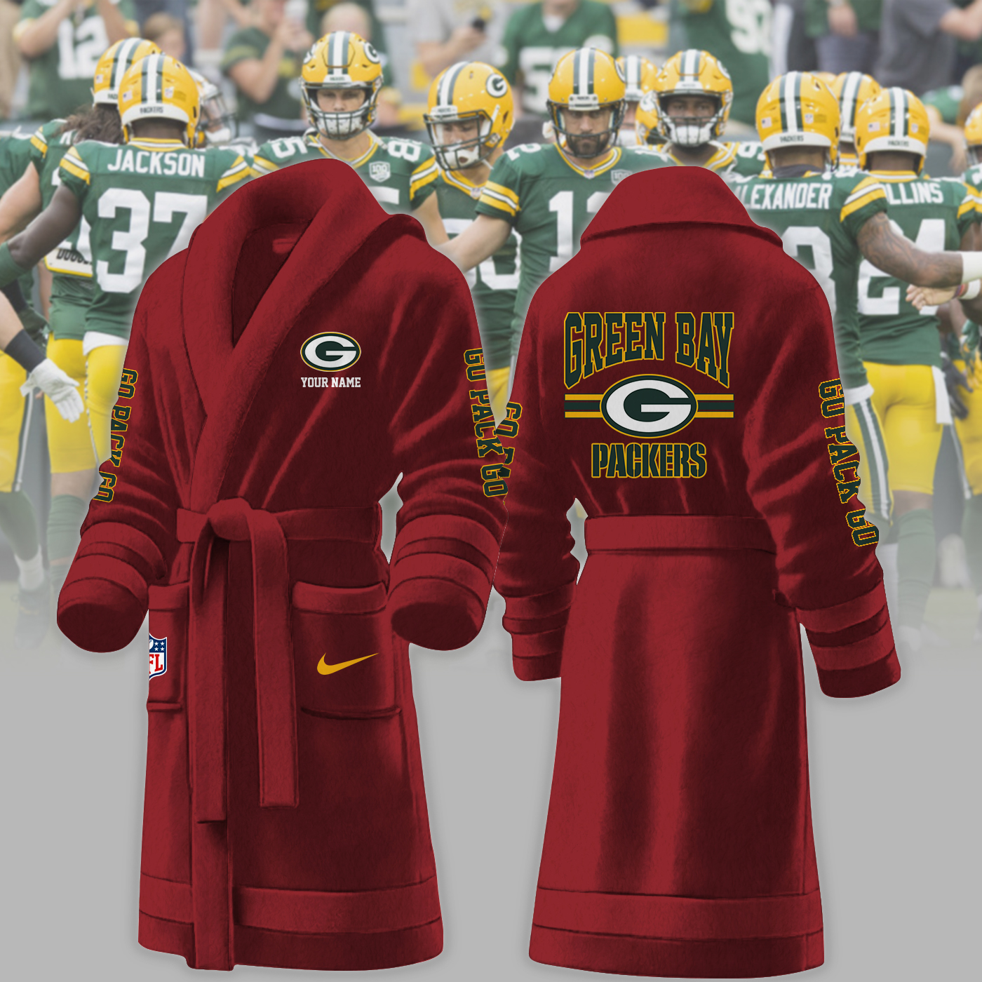 Green Bay Packers NFL Personalized Fleece Bathrobe
