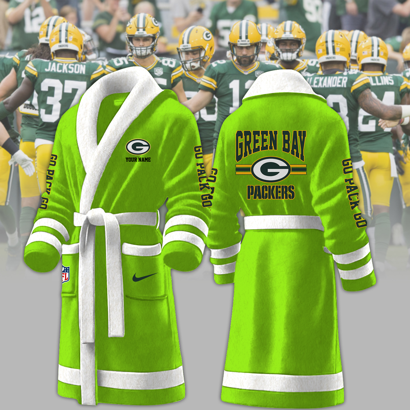 Green Bay Packers NFL Personalized Fleece Bathrobe