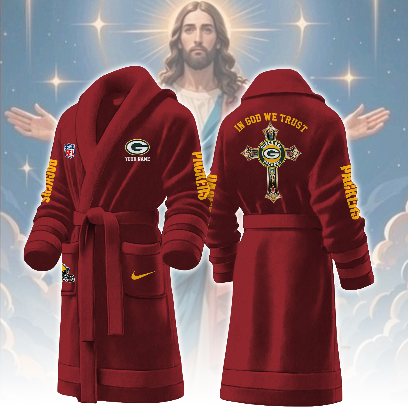 Green Bay Packers NFL Personalized Fleece Bathrobe