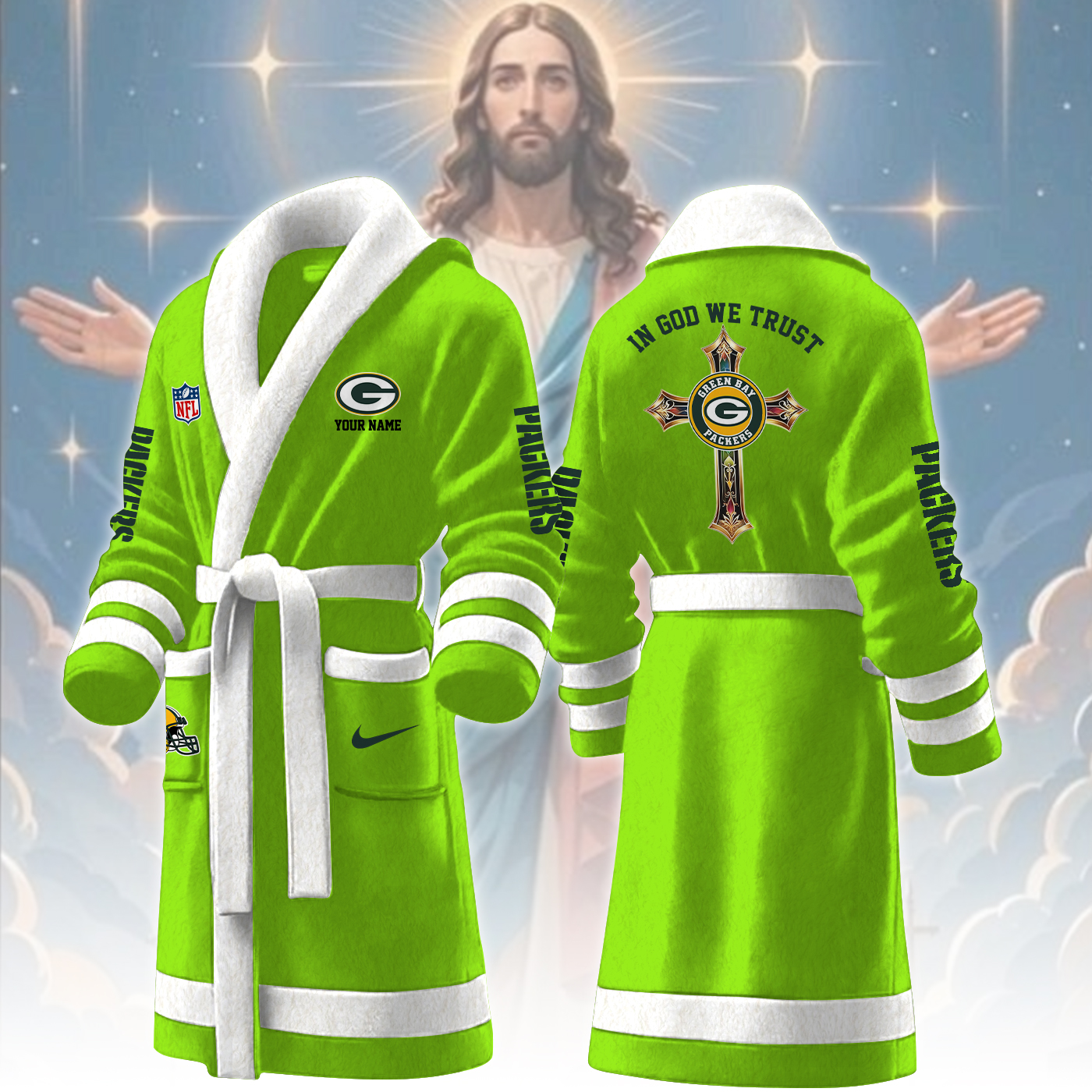 Green Bay Packers NFL Personalized Fleece Bathrobe
