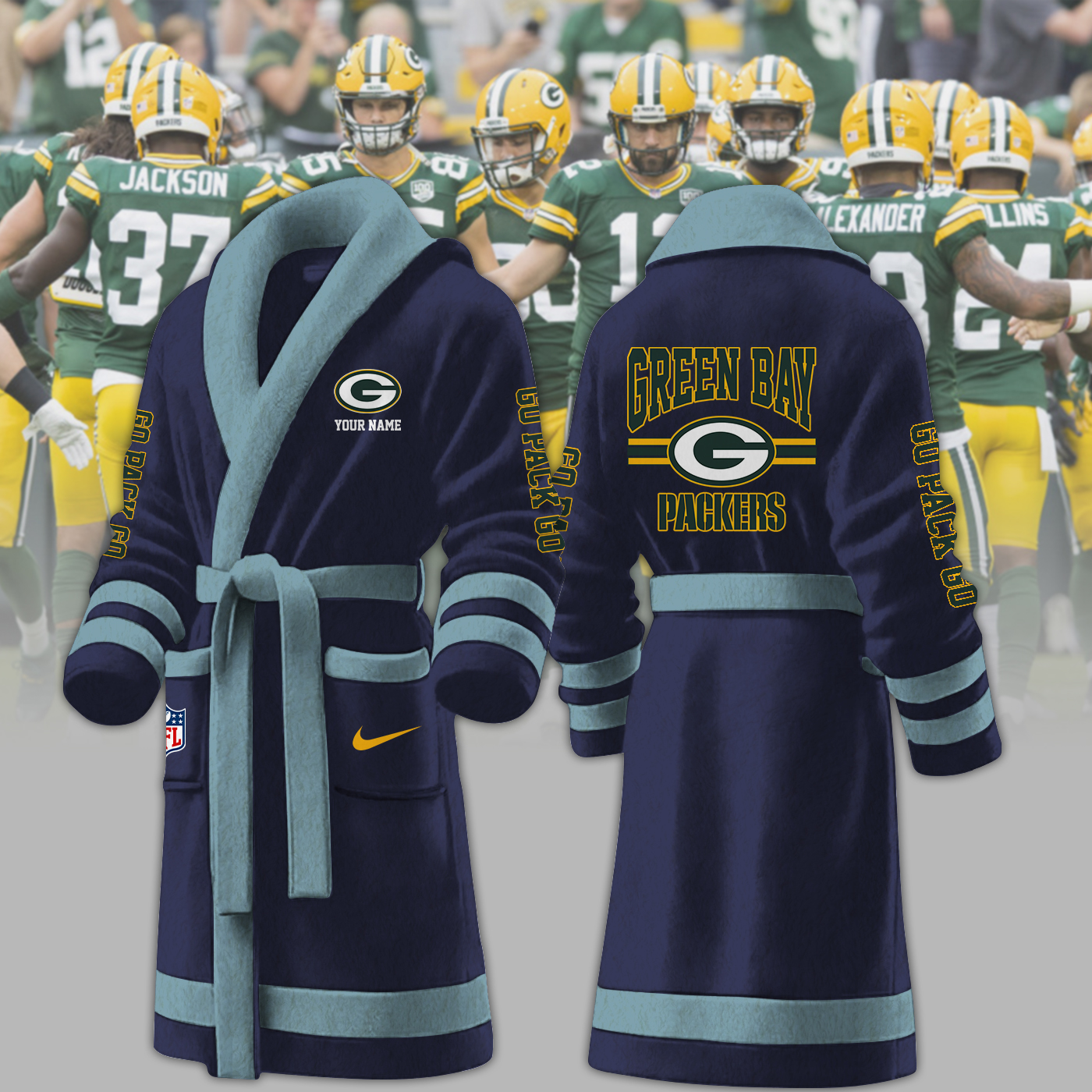 Green Bay Packers NFL Personalized Fleece Bathrobe