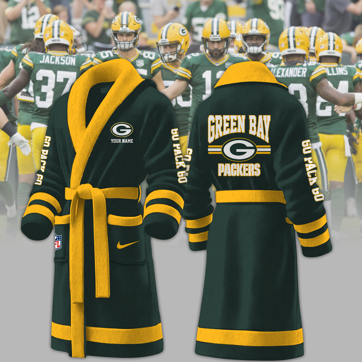 Green Bay Packers NFL Personalized Fleece Bathrobe