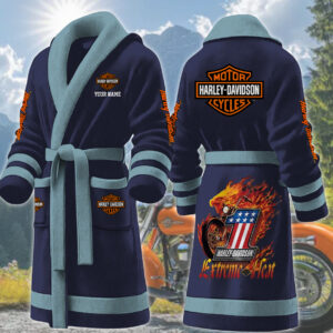 Harley-Davidson Motorcycles Personalized Fleece Bathrobe