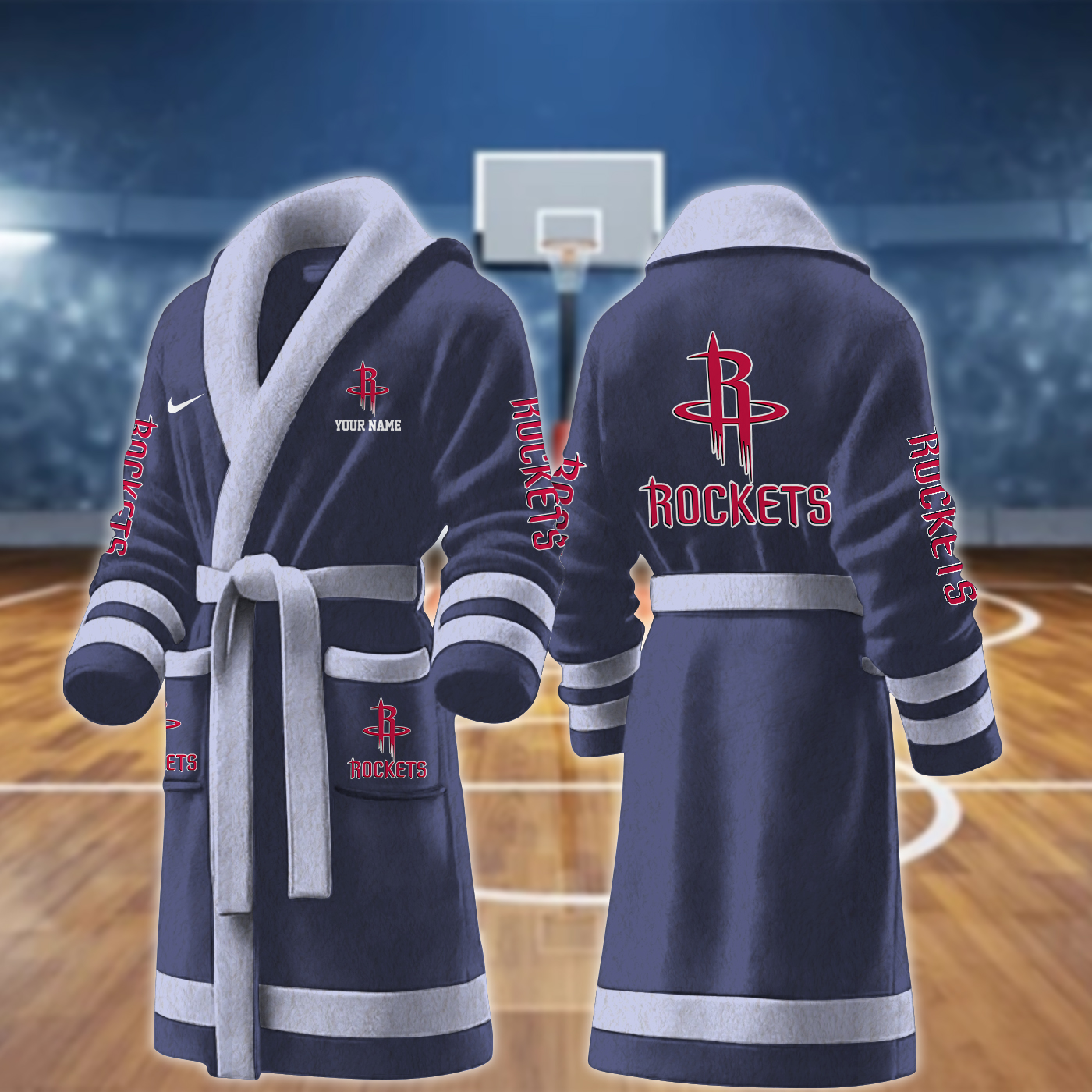 Houston Rockets NBA Personalized Fleece Bathrobe
