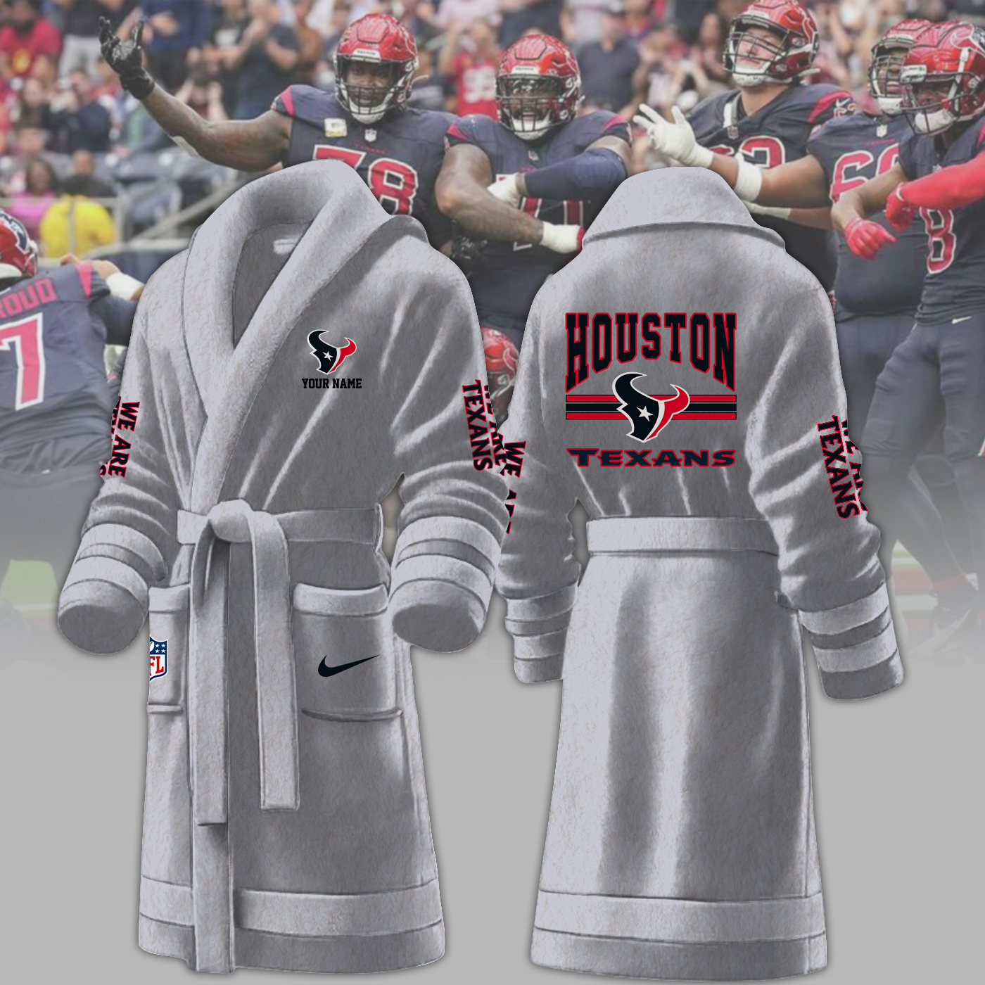 Houston Texans NFL Personalized Fleece Bathrobe