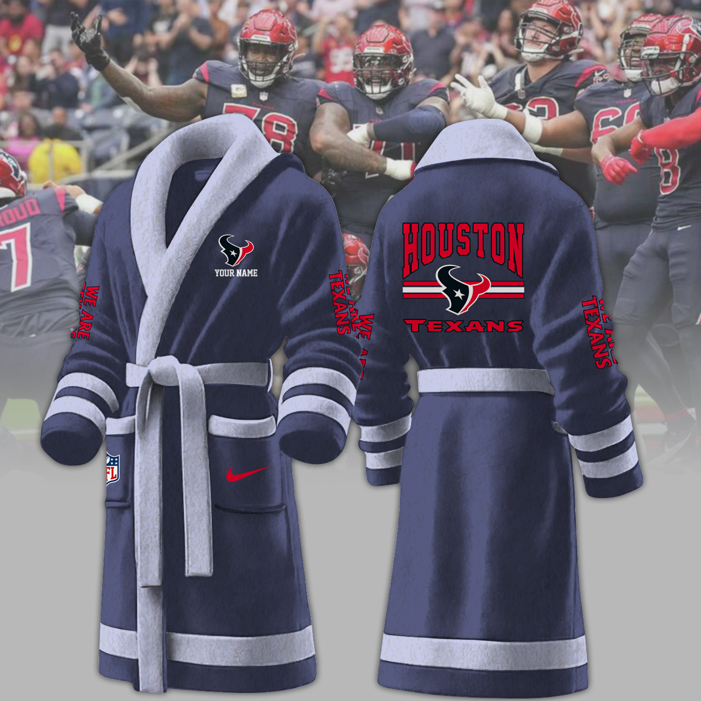 Houston Texans NFL Personalized Fleece Bathrobe