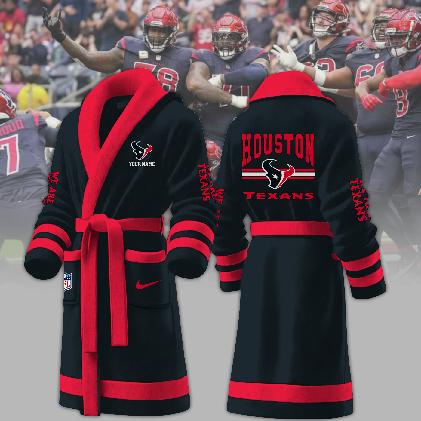 Houston Texans NFL Personalized Fleece Bathrobe