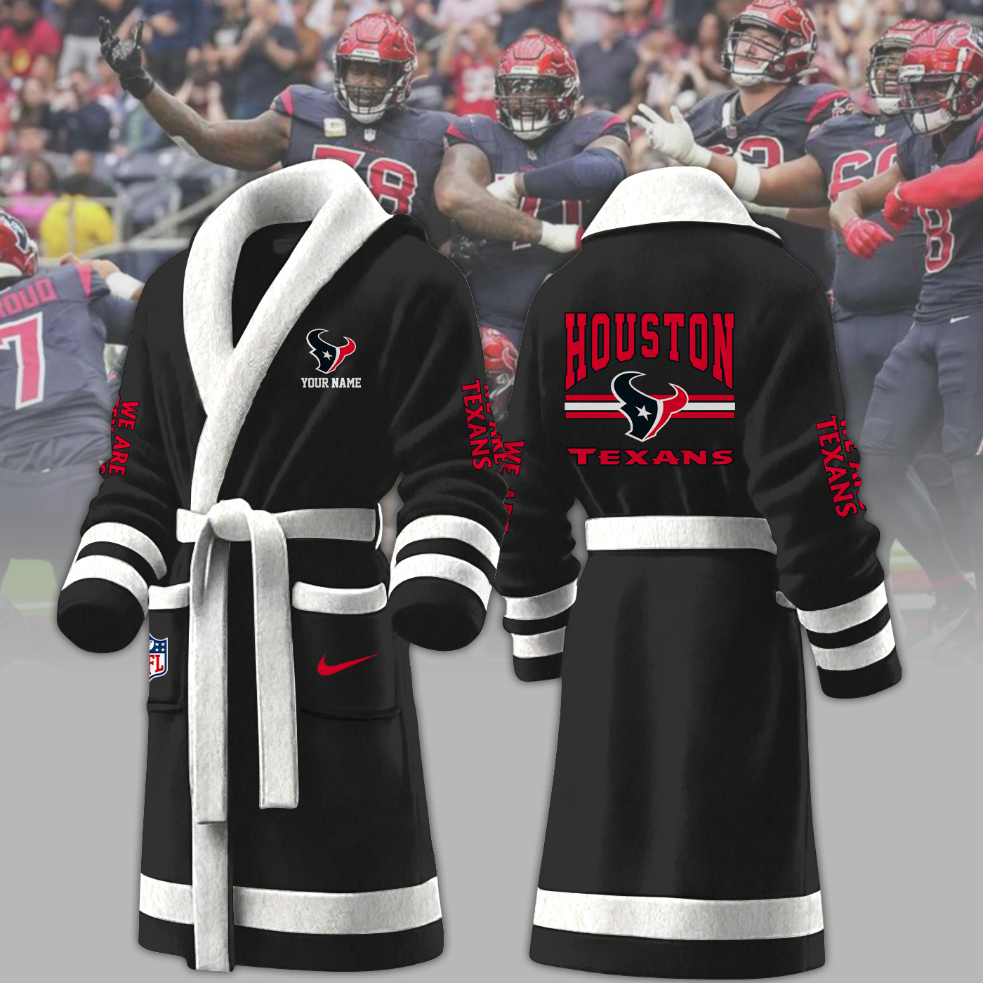 Houston Texans NFL Personalized Fleece Bathrobe