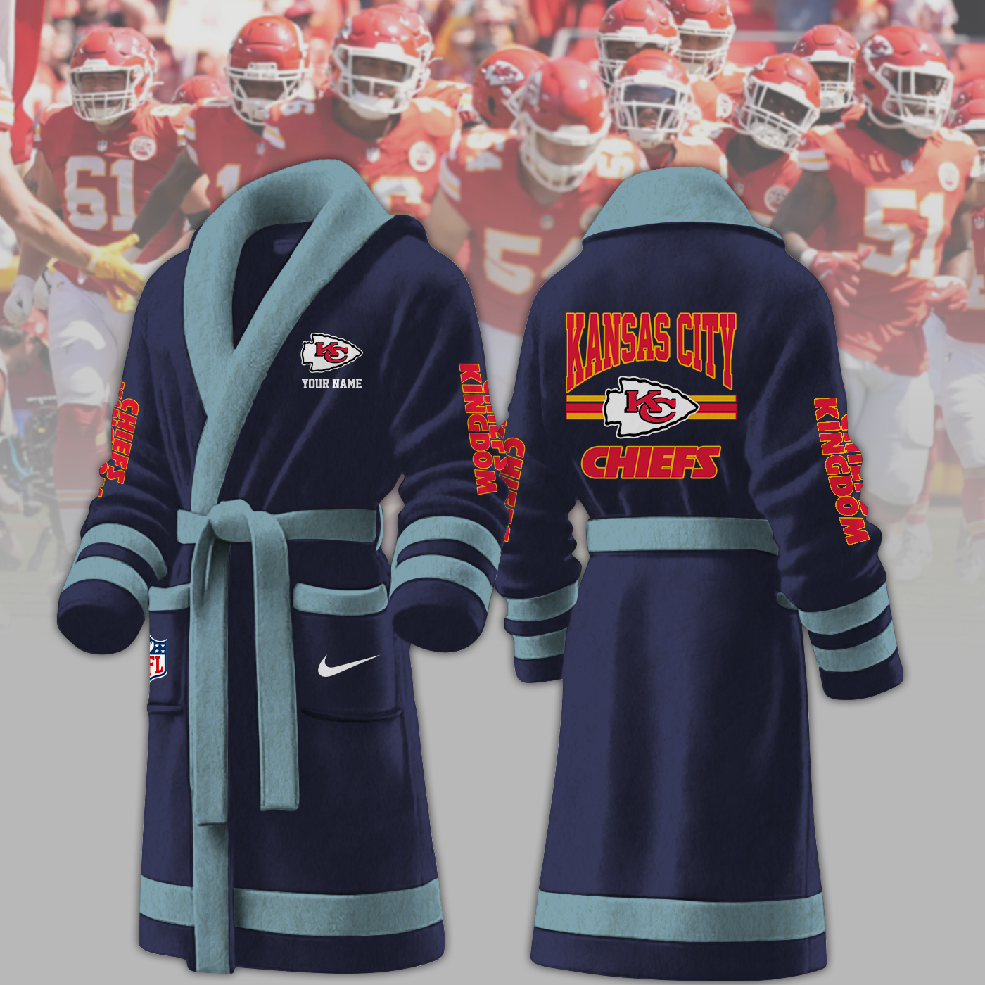 Kansas City Chiefs NFL Personalized Fleece Bathrobe