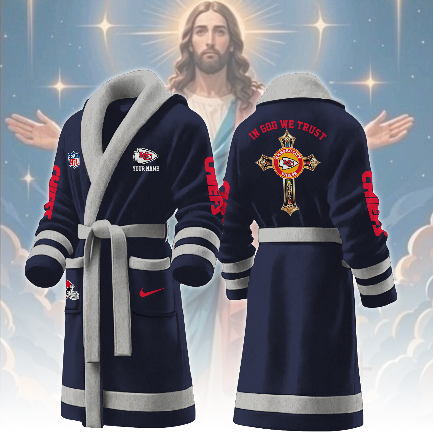 Kansas City Chiefs NFL Personalized Fleece Bathrobe