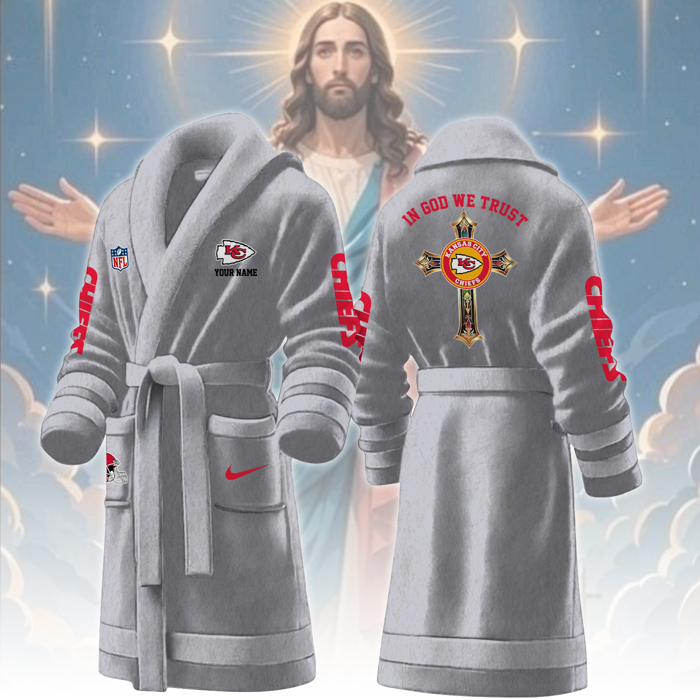 Kansas City Chiefs NFL Personalized Fleece Bathrobe
