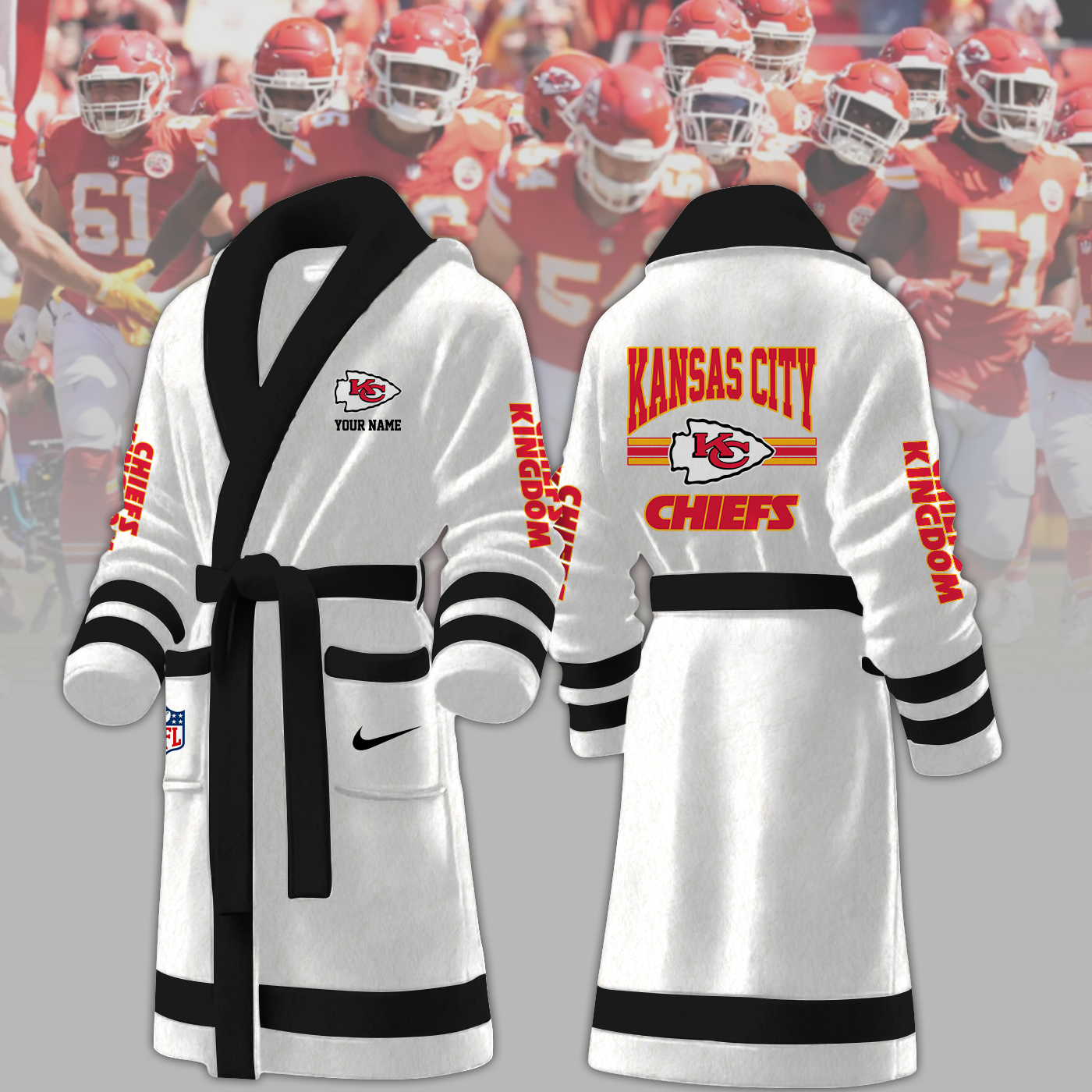 Kansas City Chiefs NFL Personalized Fleece Bathrobe