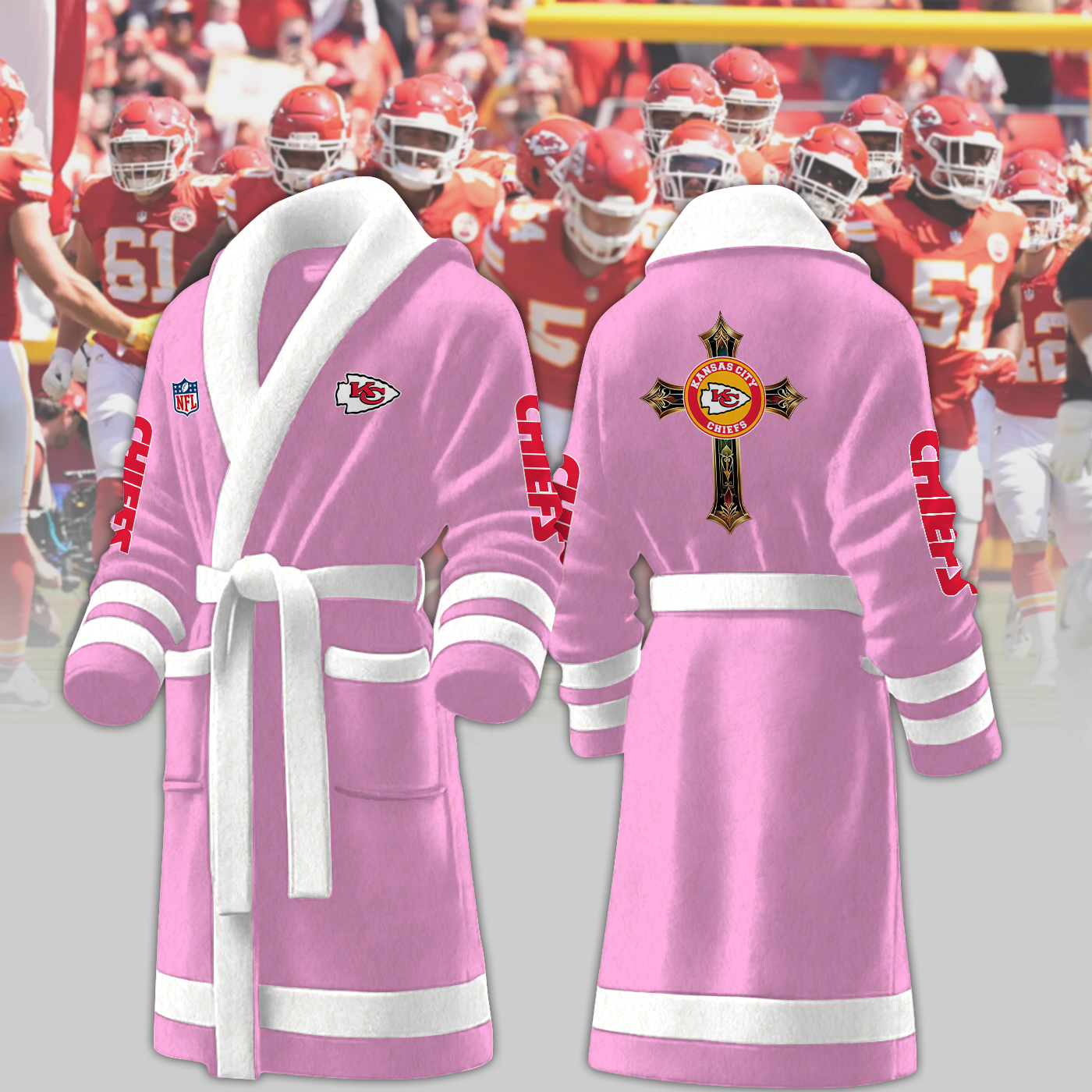 Kansas City Chiefs NFL Personalized Fleece Bathrobe