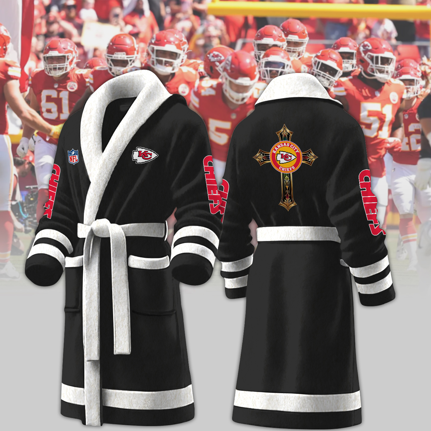 Kansas City Chiefs NFL Personalized Fleece Bathrobe