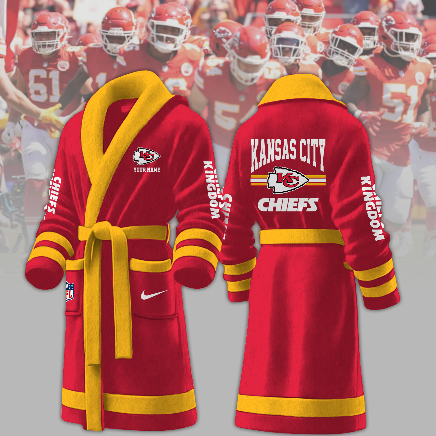 Kansas City Chiefs NFL Personalized Fleece Bathrobe