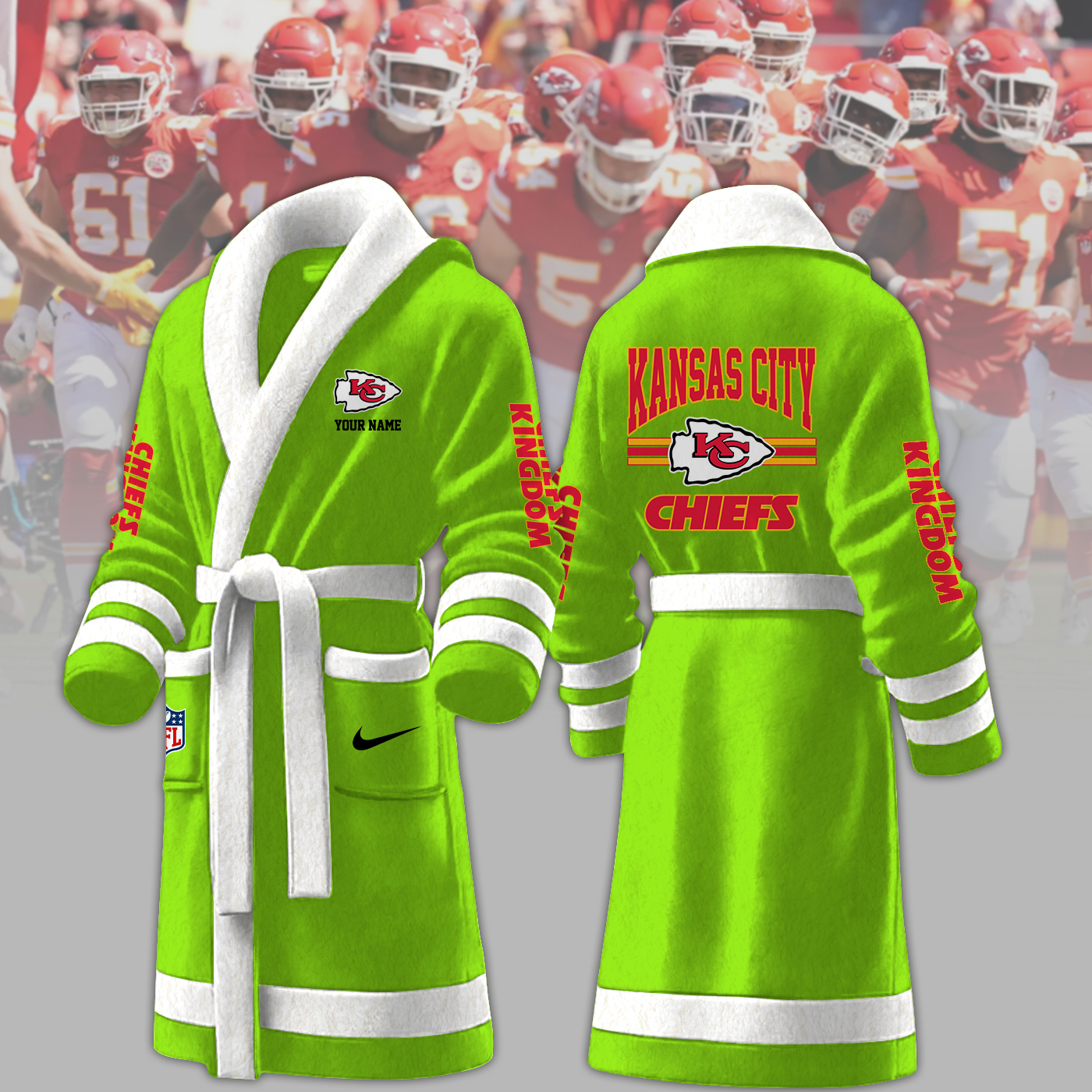 Kansas City Chiefs NFL Personalized Fleece Bathrobe