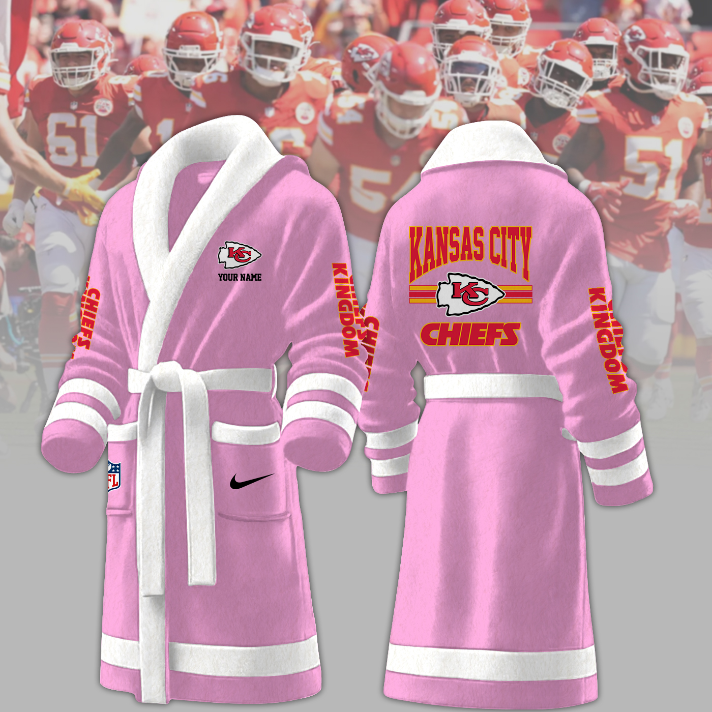Kansas City Chiefs NFL Personalized Fleece Bathrobe
