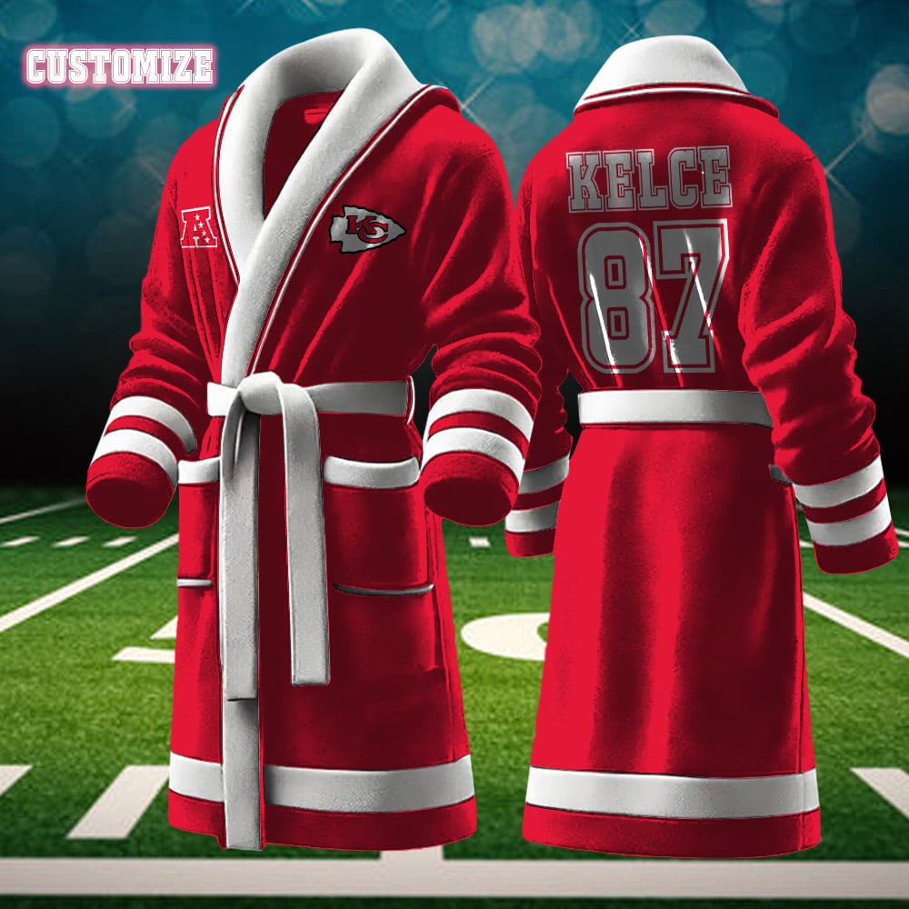 Kansas City Chiefs NFL Personalized Fleece Bathrobe