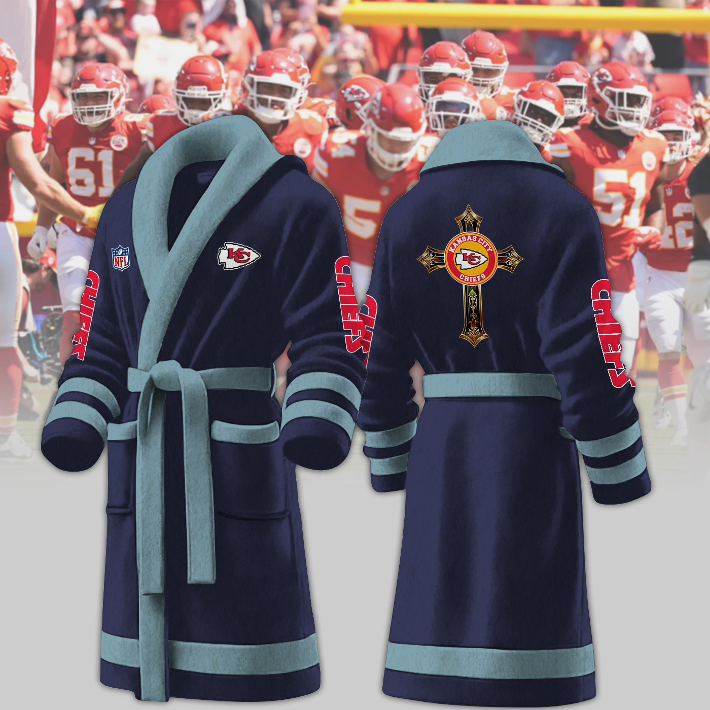 Kansas City Chiefs NFL Personalized Fleece Bathrobe
