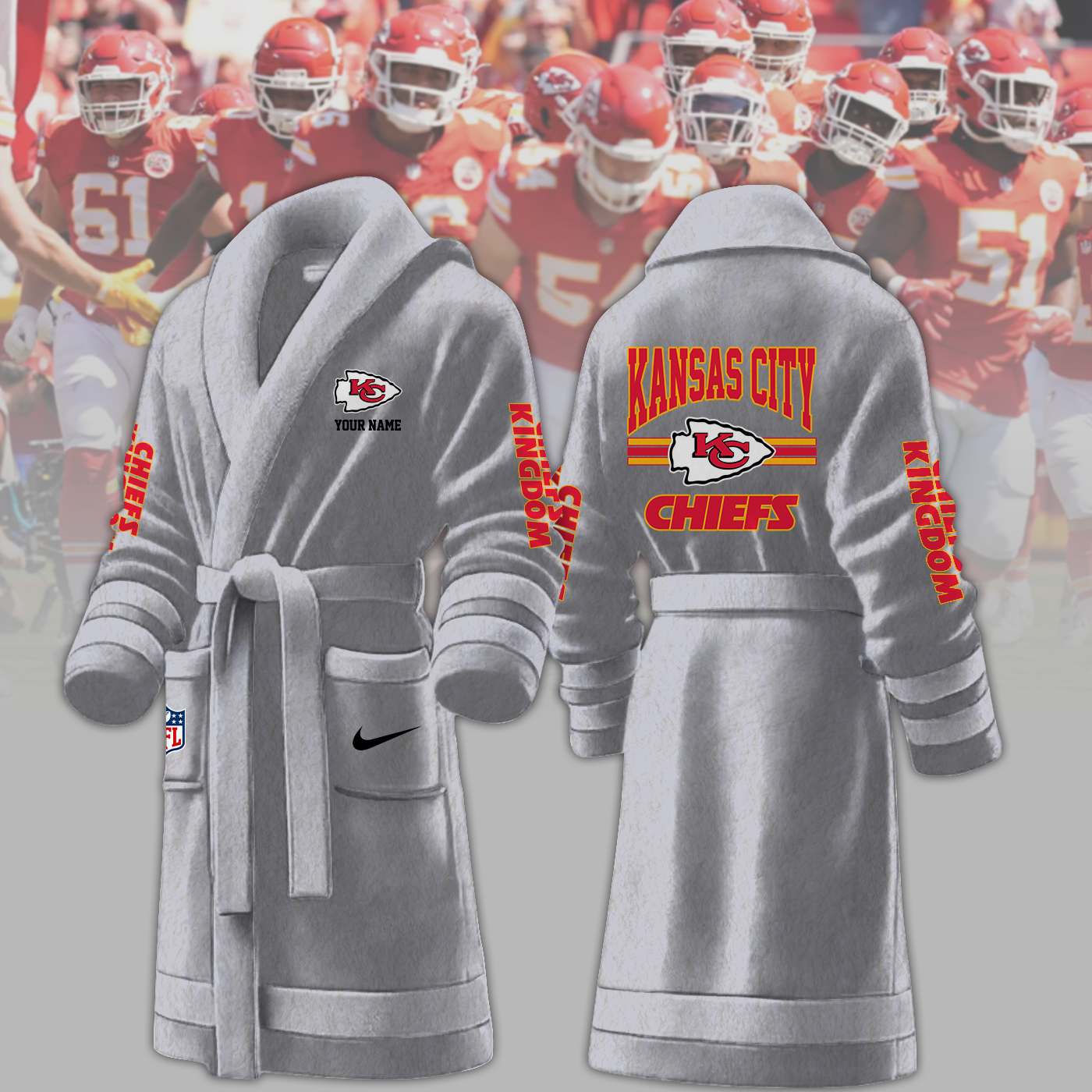 Kansas City Chiefs NFL Personalized Fleece Bathrobe