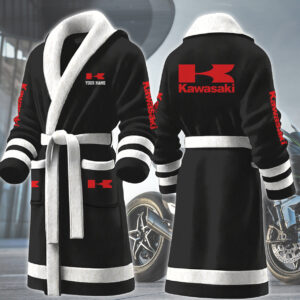 Kawasaki Motocycles Personalized Fleece Bathrobe