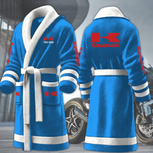 Kawasaki Motocycles Personalized Fleece Bathrobe