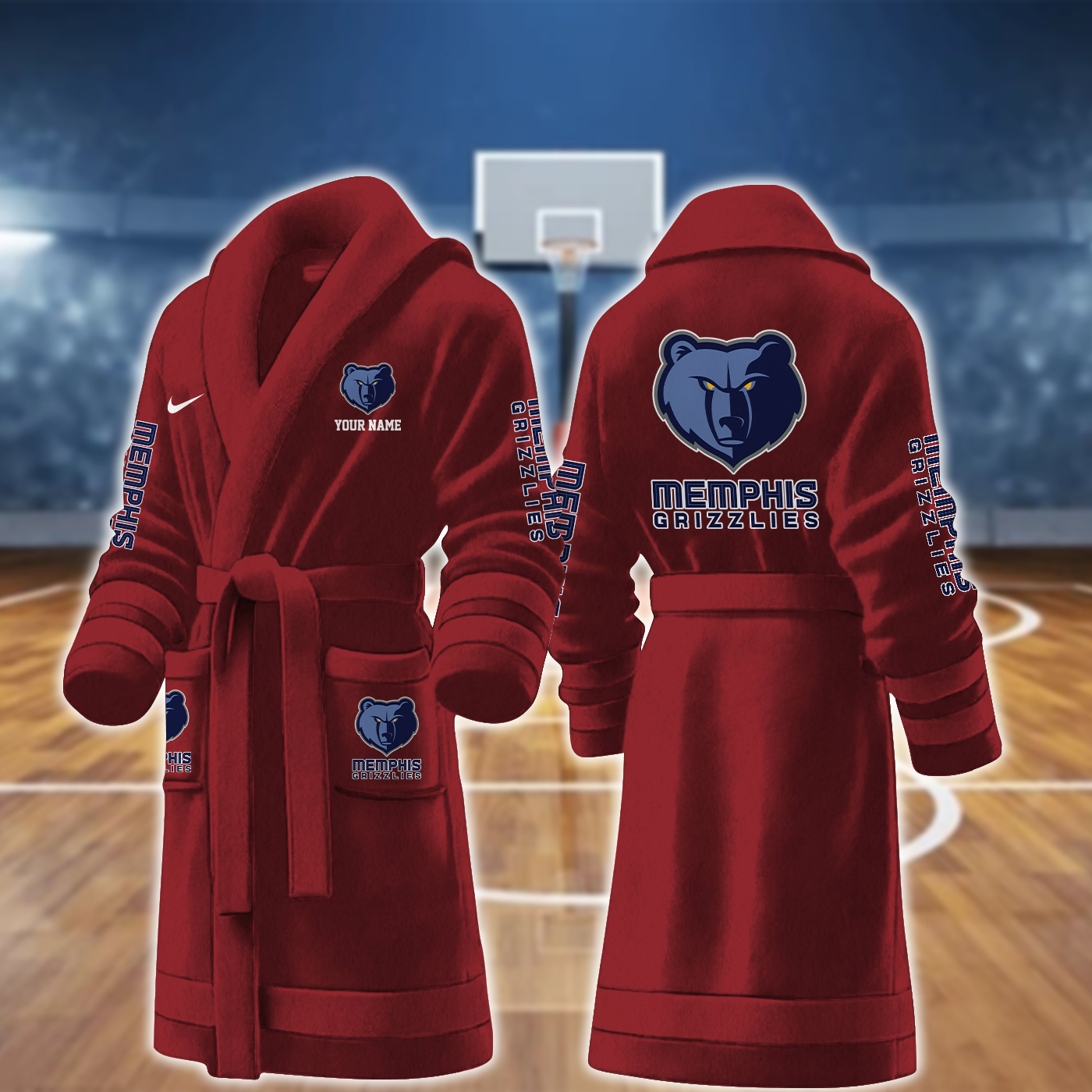 Memphis Grizzlies NBA Personalized Fleece Bathrobe