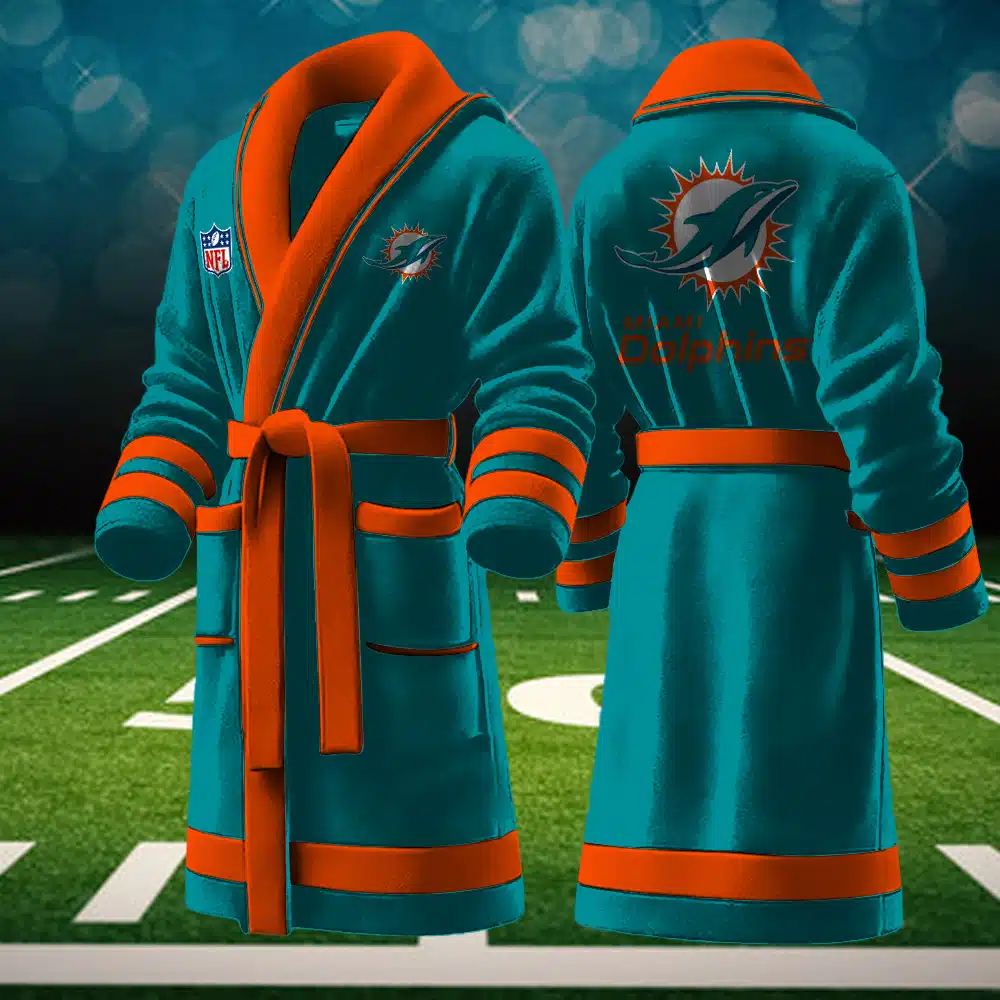Miami Dolphins NFL Personalized Fleece Bathrobe