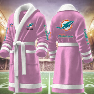Miami Dolphins NFL Personalized Fleece Bathrobe