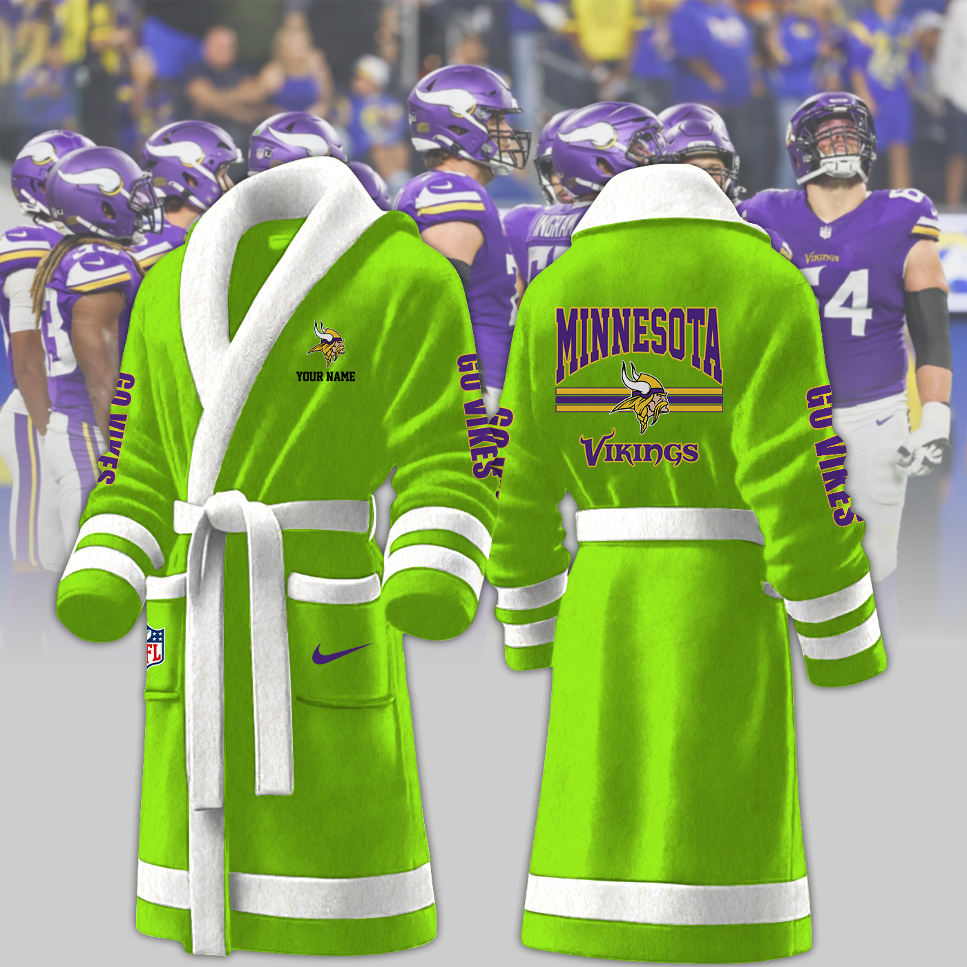 Minnesota Vikings NFL Personalized Fleece Bathrobe