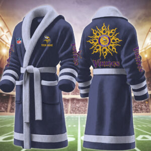 Minnesota Vikings NFL Personalized Fleece Bathrobe