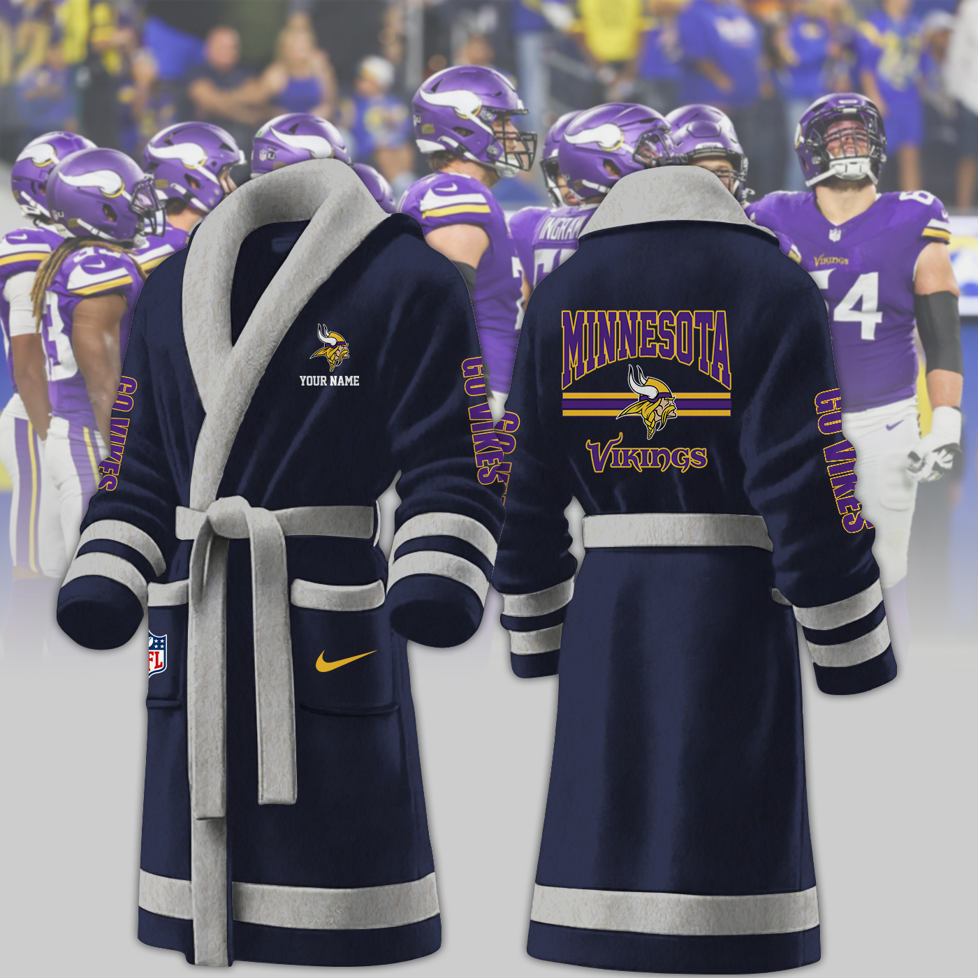 Minnesota Vikings NFL Personalized Fleece Bathrobe