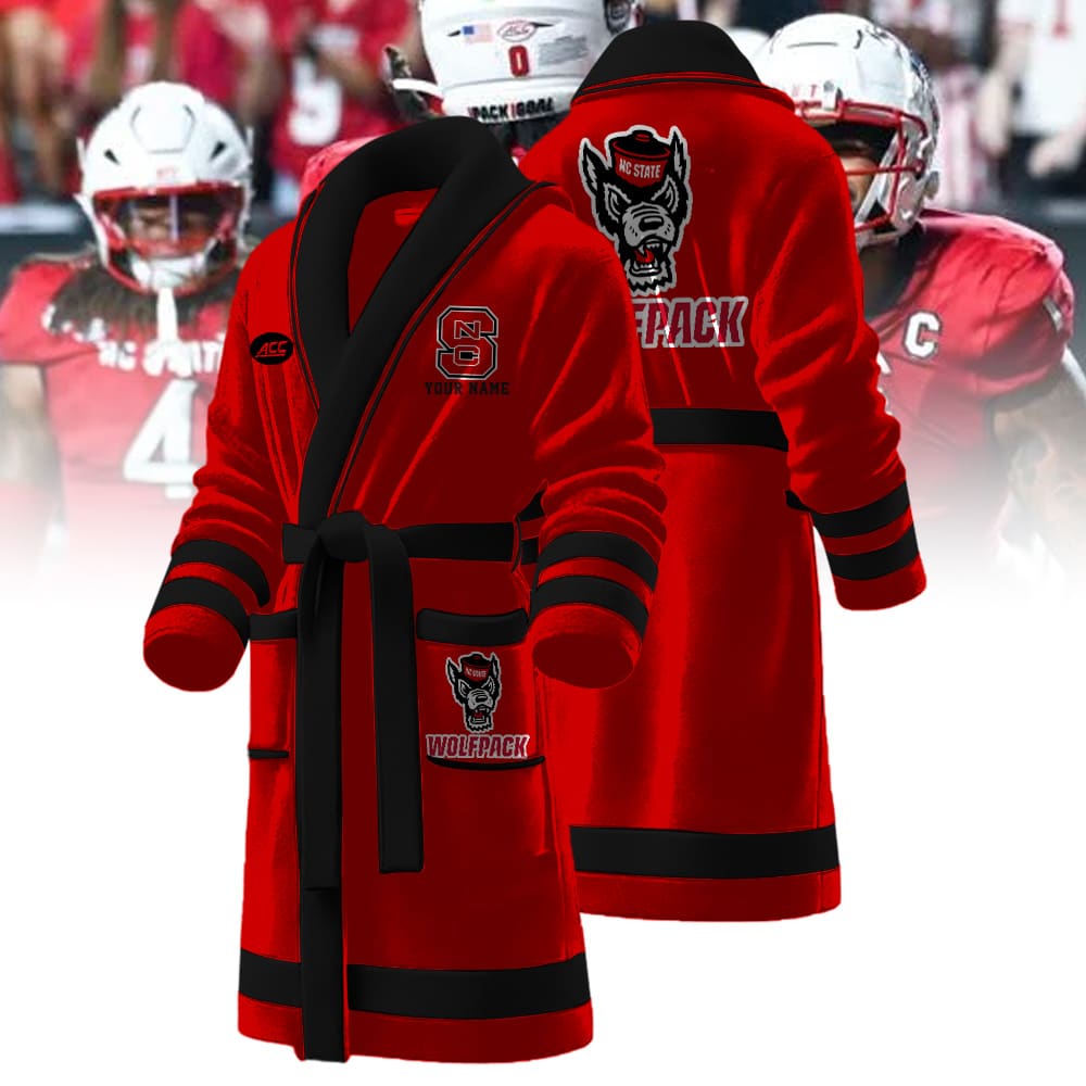 NC State Wolfpack NCAA Personalized Fleece Bathrobe