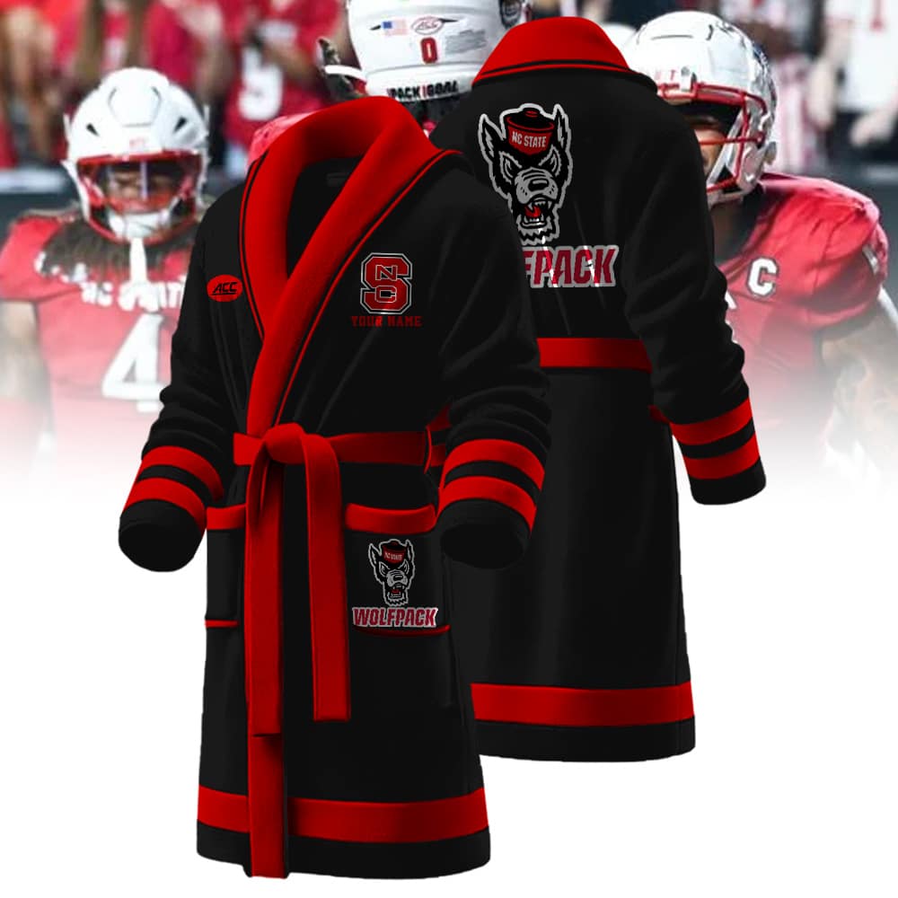 NC State Wolfpack NCAA Personalized Fleece Bathrobe