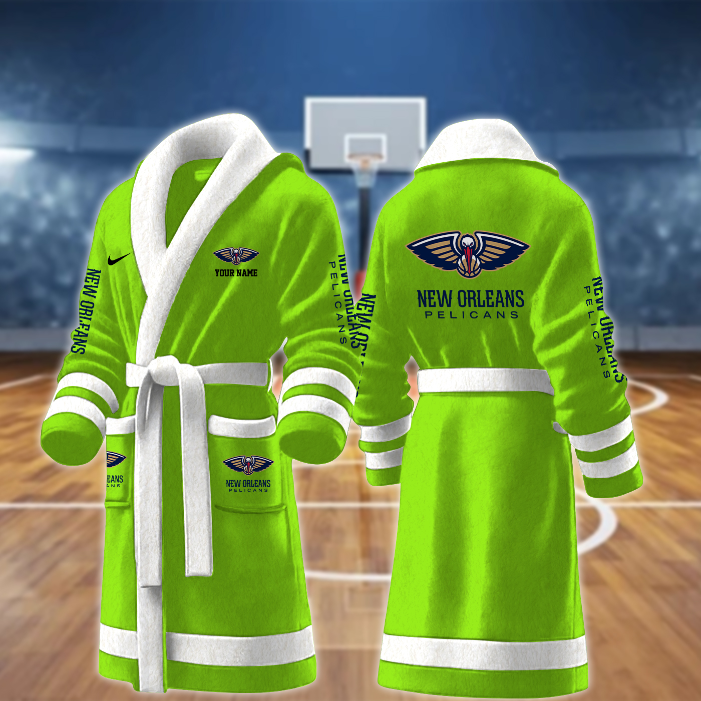 New Orleans Pelicans NBA Personalized Fleece Bathrobe