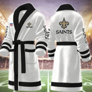 New Orleans Saints NFL Personalized Fleece Bathrobe