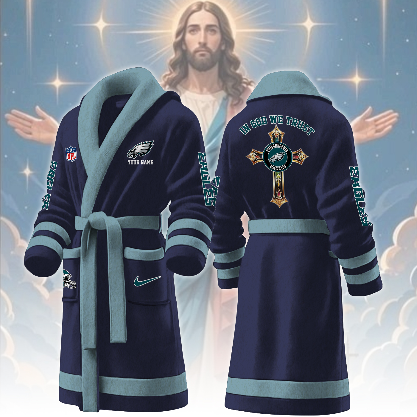 Philadelphia Eagles NFL Personalized Fleece Bathrobe
