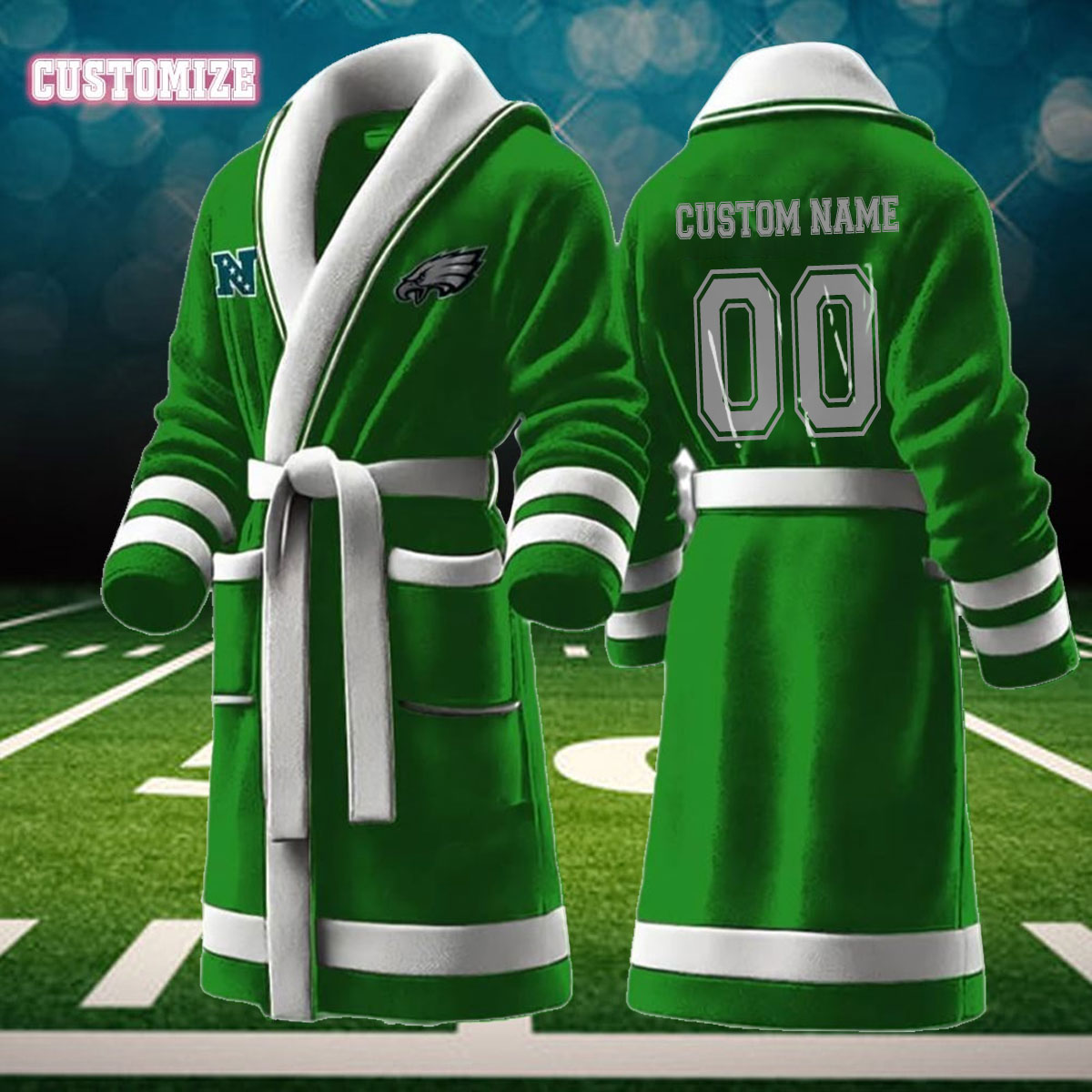 Philadelphia Eagles NFL Personalized Fleece Bathrobe