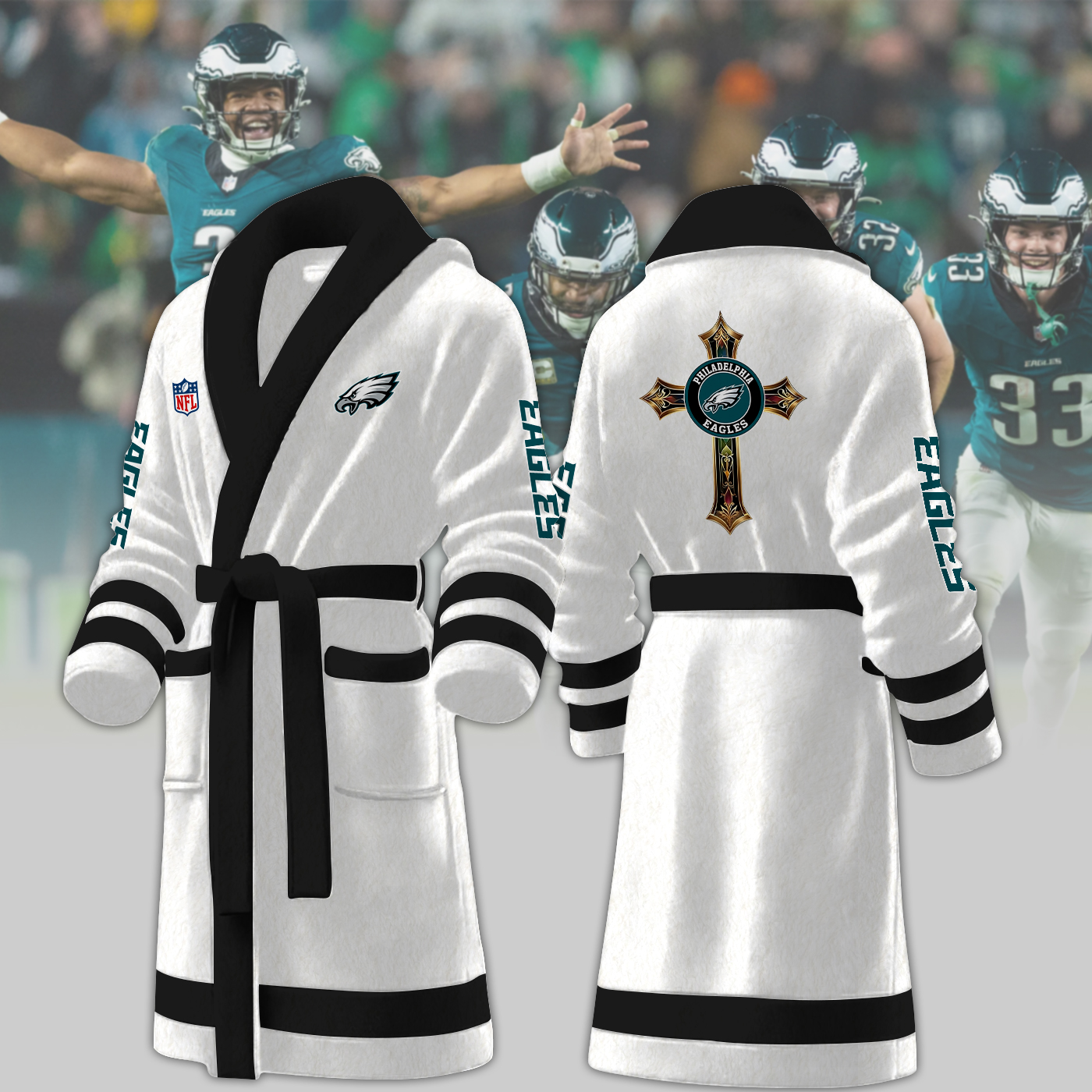 Philadelphia Eagles NFL Personalized Fleece Bathrobe