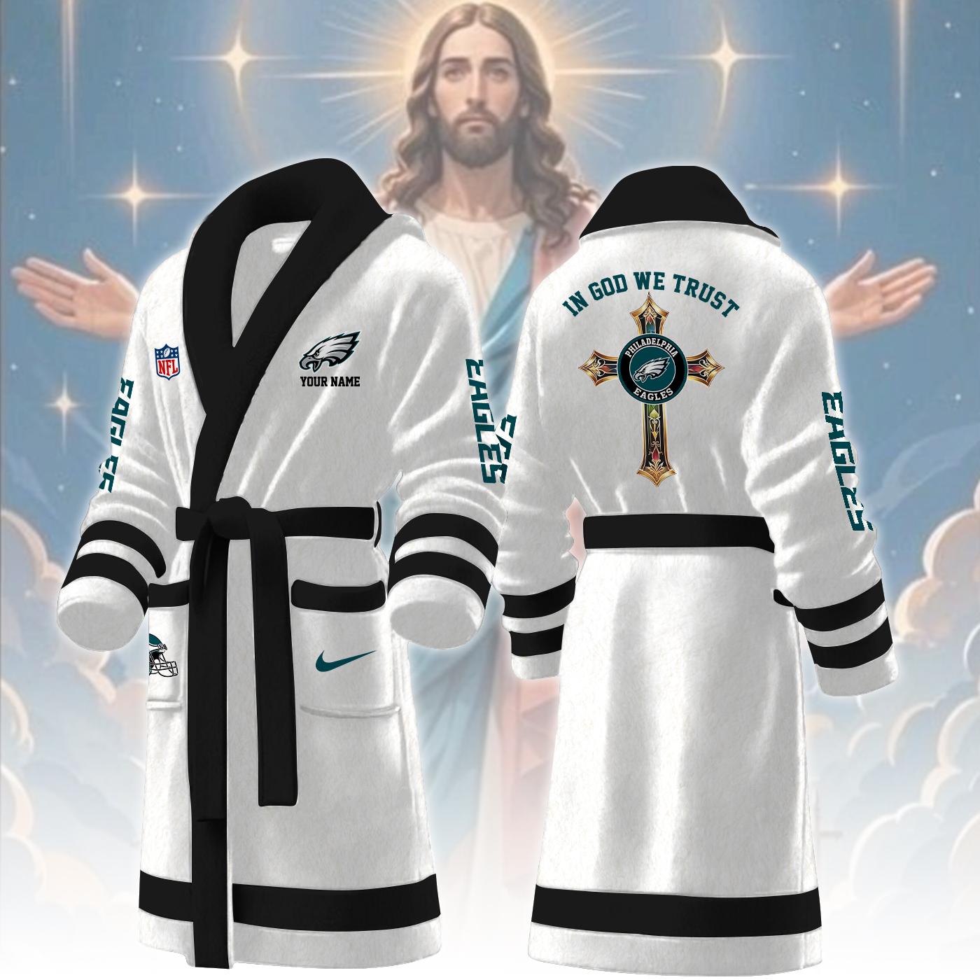 Philadelphia Eagles NFL Personalized Fleece Bathrobe
