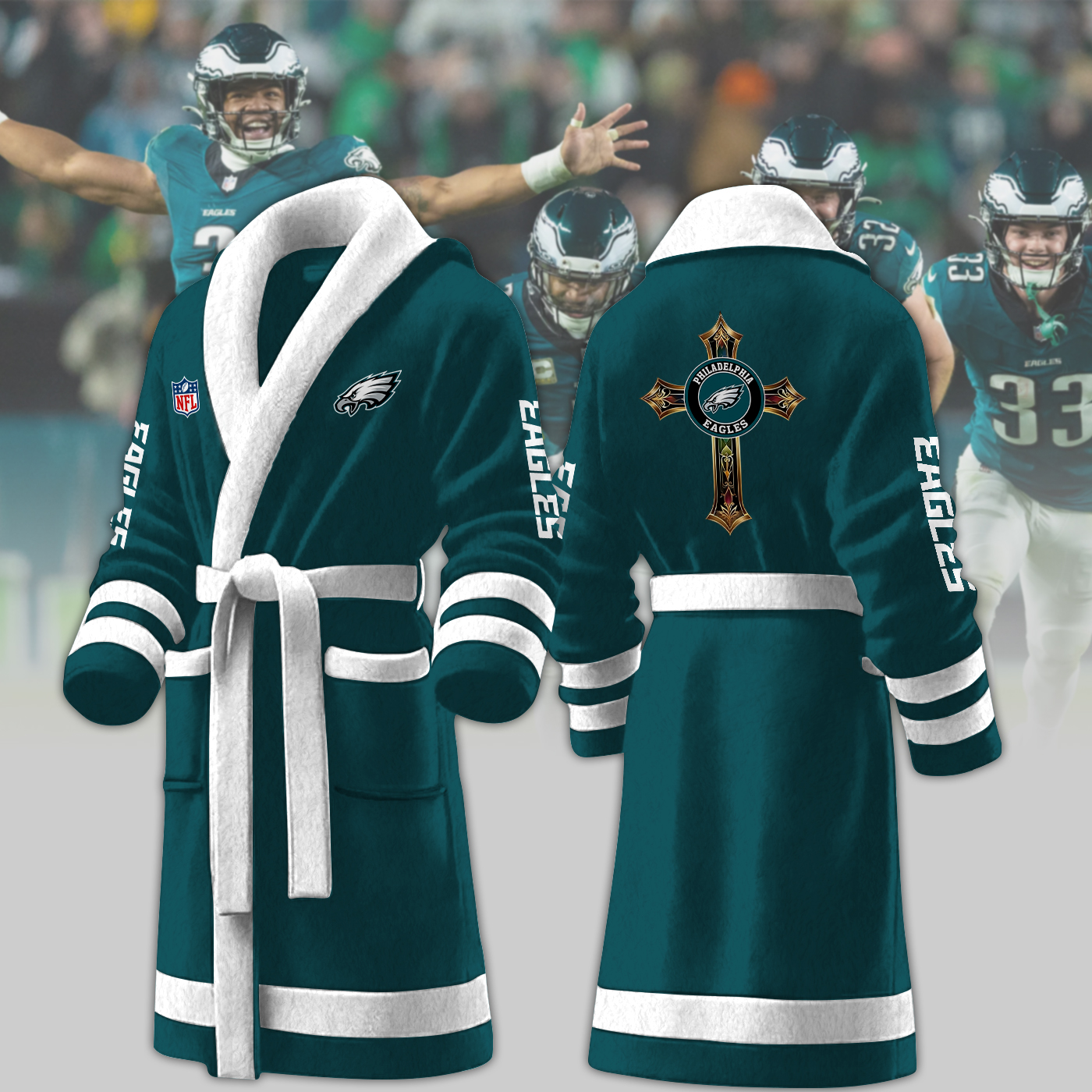 Philadelphia Eagles NFL Personalized Fleece Bathrobe