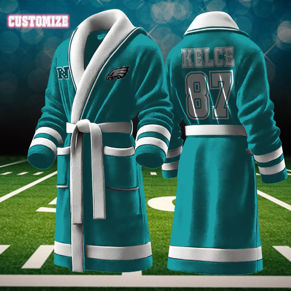 Philadelphia Eagles NFL Personalized Fleece Bathrobe