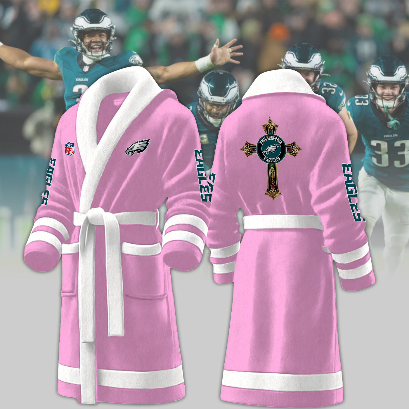Philadelphia Eagles NFL Personalized Fleece Bathrobe