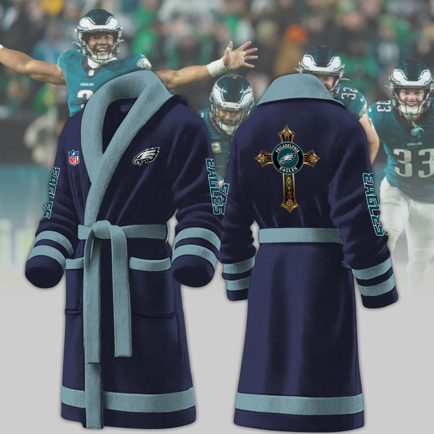 Philadelphia Eagles NFL Personalized Fleece Bathrobe