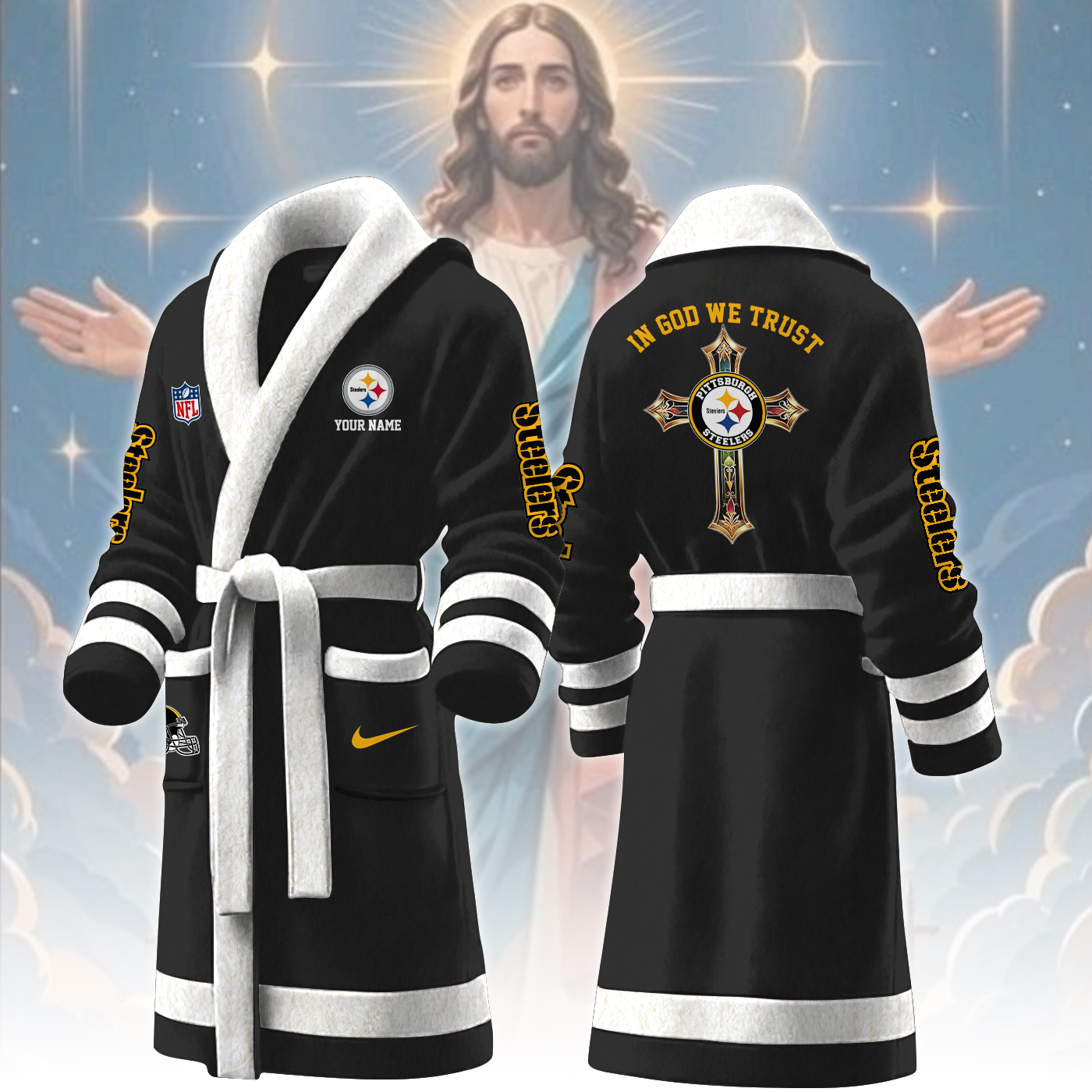 Pittsburgh Steelers NFL Personalized Fleece Bathrobe