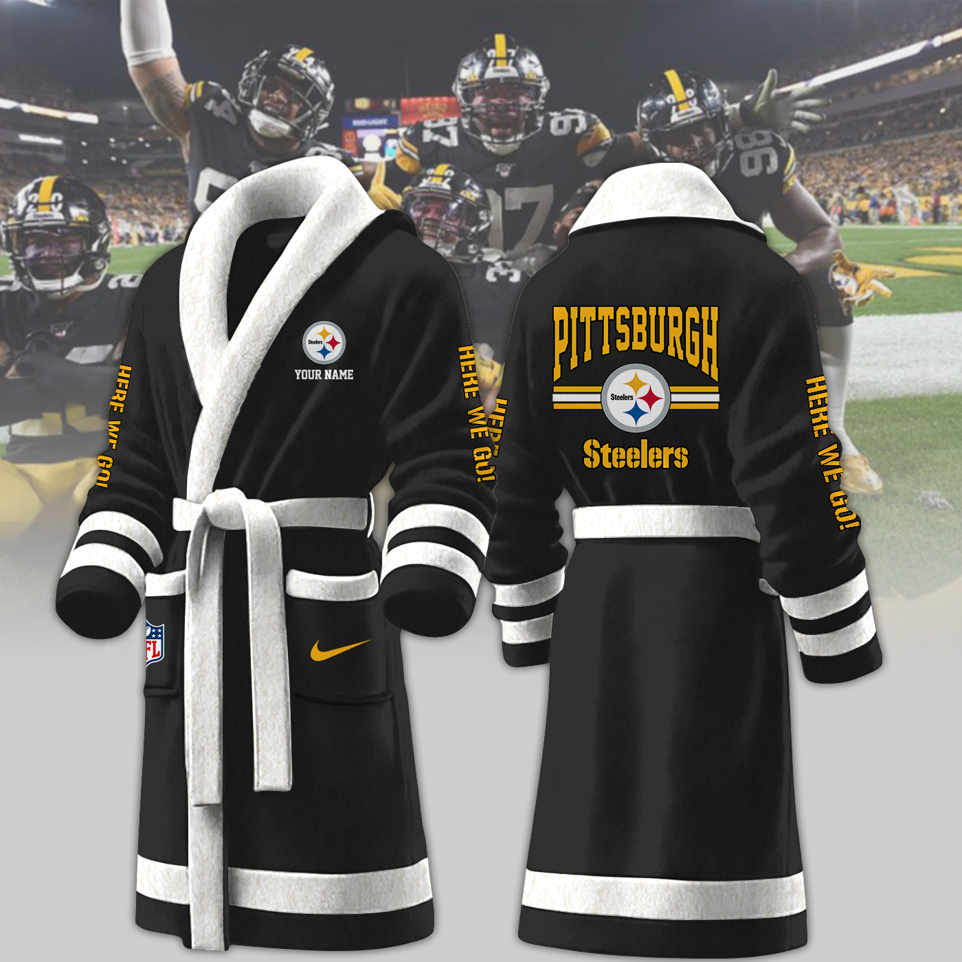 Pittsburgh Steelers NFL Personalized Fleece Bathrobe