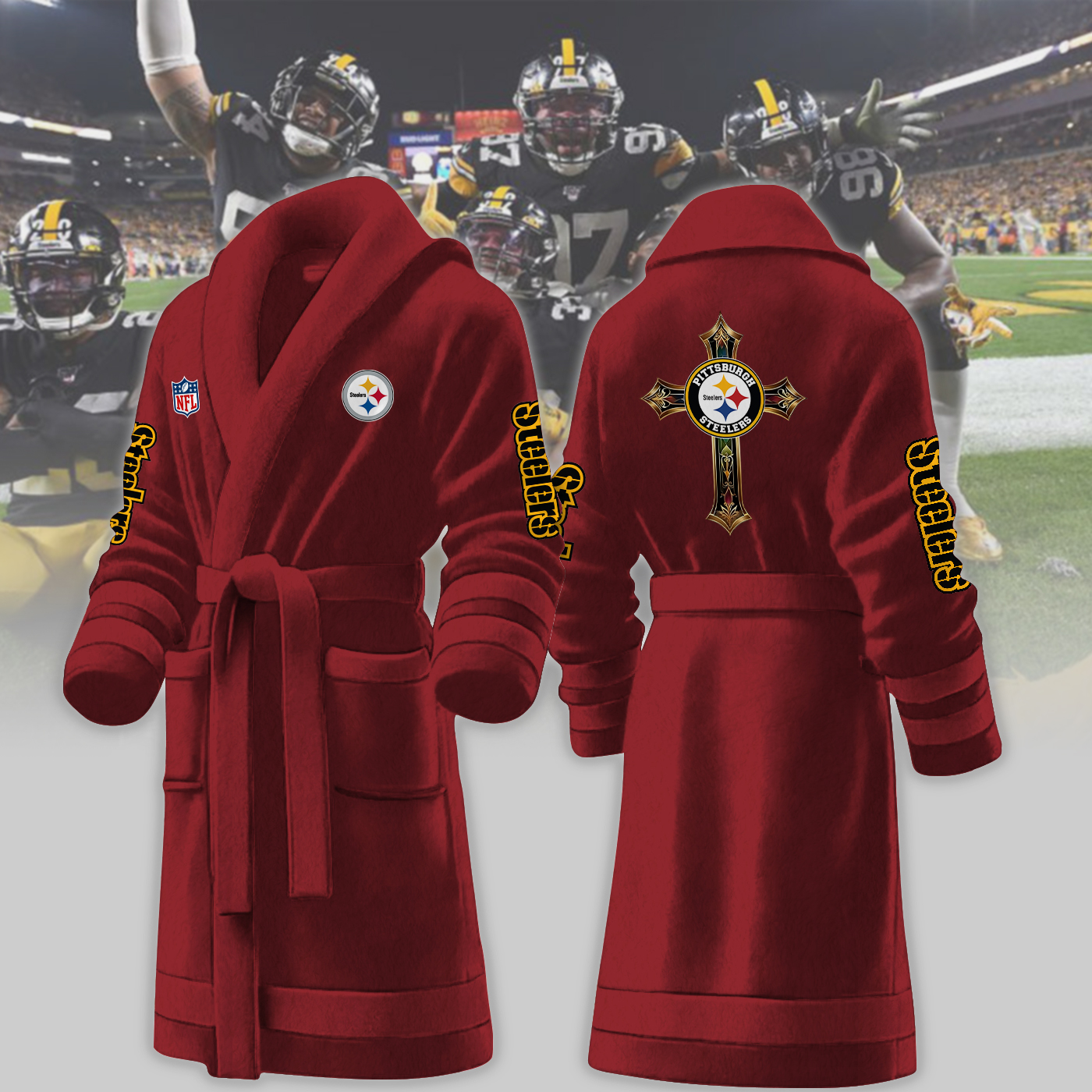 Pittsburgh Steelers NFL Personalized Fleece Bathrobe