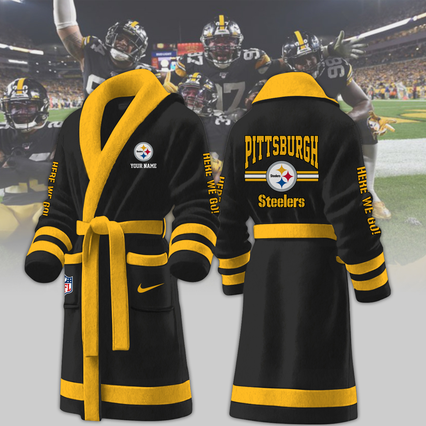 Pittsburgh Steelers NFL Personalized Fleece Bathrobe